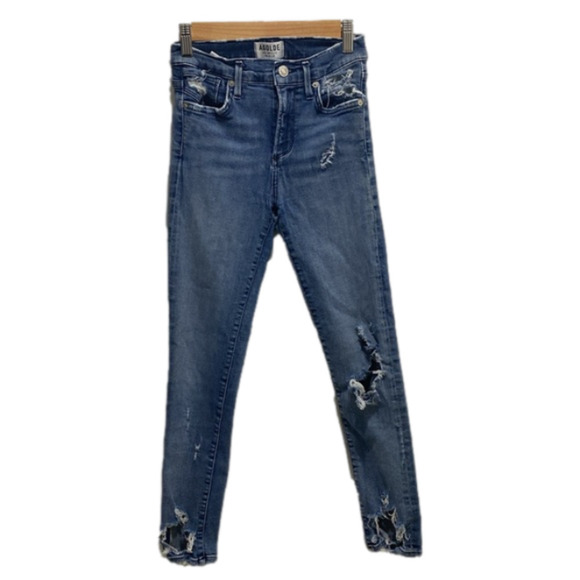 Agolde Sophie Crop Denim Jeans Destroyed Distressed 26 - Picture 2 of 8